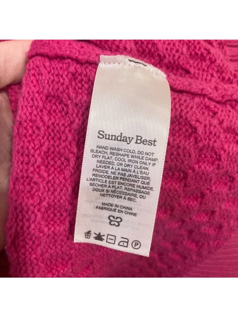 Sunday Best Peggy Sweater Size XS Fuchsia Pink Merino Wool - Picture 9 of 9